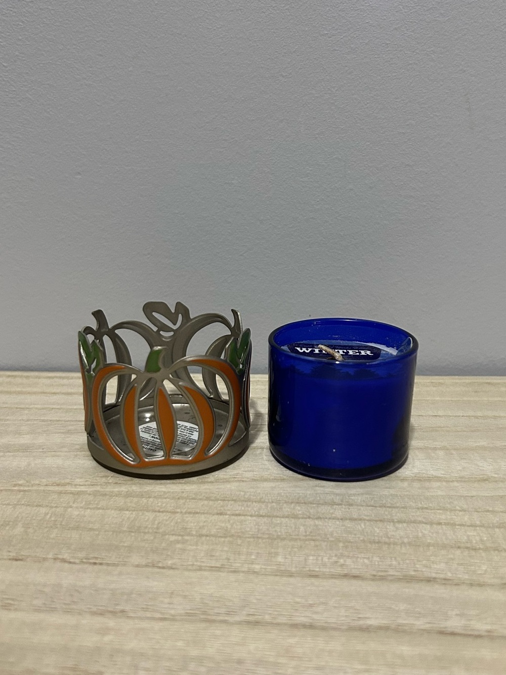 NEW Bath & Body Works Mini Pumpkin Candle Holder + Mini Winter Scented Candle